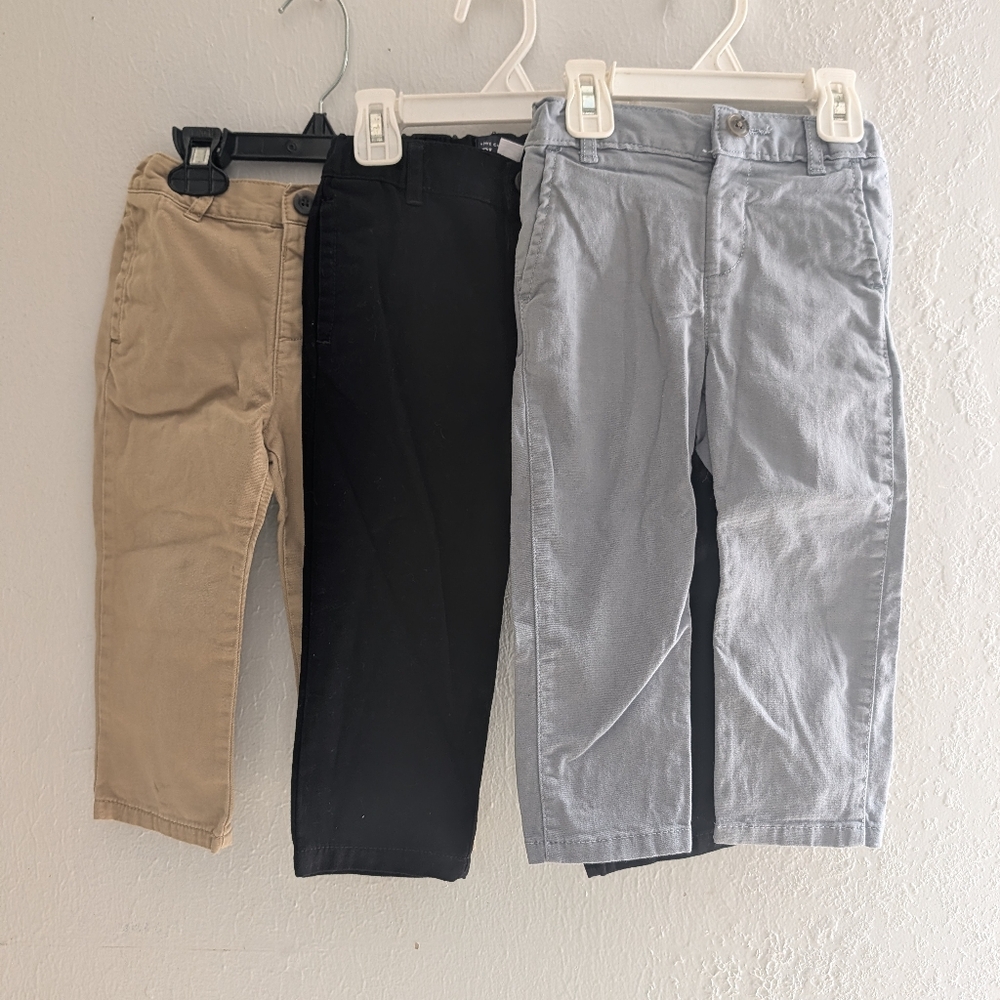 Childrens Place Toddler Boys Set of Three Kids' Pants - Black, Gray, Tan